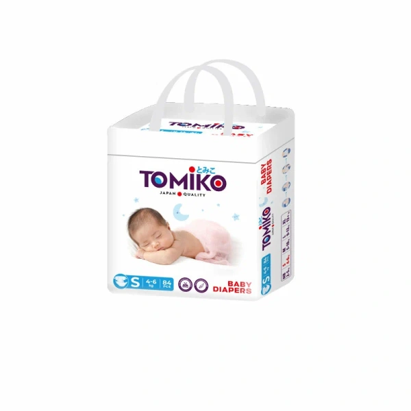 ПОДГУЗНИКИ ДЕТСКИЕ S (4-6 КГ) 84 ШТ. TOMIKO PREMIUM SOFT